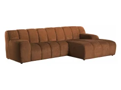 Vente-unique Sofá*Sofá de canto direito em tecido chenille BELADON Terracota