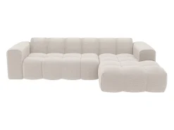 Sofá de canto direito em tecido chenille CALESO da*Maison Céphy Discount