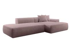 Sofá de canto direito em veludo canelado lilás ERYNEL*Vente-unique Discount