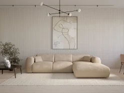 Maison Céphy Sofá*Sofá de canto direito em veludo canelado fino estilo design POGNI da Bege