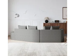 Sofá de Canto Direito Moderno Superdimensionado 4 Lugares, com 4 Almofadas, Chaise Longue Curva, Tecido Chenille, Cinza Claro^DripeX Best