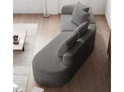 Sofá de Canto Direito Moderno Superdimensionado 4 Lugares, com 4 Almofadas, Chaise Longue Curva, Tecido Chenille, Cinza Claro^DripeX Best