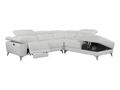 Sofá de canto direito relax elétrico em pele - PASCALINE^LINEA SOFA Discount