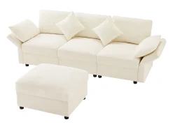 Sofá de canto em L - 3 lugares - com descanso para os pés - 4 almofadas - braços ajustáveis -*ModernLuxe Clearance
