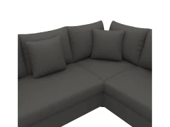 Sofá de canto em L - 4 lugares - con iluminação LED - porta de carregamento USB - veludo canelado - cinza*ModernLuxe Clearance