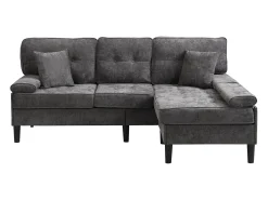 Sofá de canto em L 3 lugares - con 2 almofadas - Pouf removível - Tecido chenille - Cinza*ModernLuxe Best