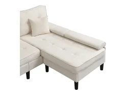 Sofá de canto em L 3 lugares - con 2 almofadas - Pouf removível - Tecido chenille -*ModernLuxe Sale