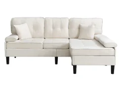 Sofá de canto em L 3 lugares - con 2 almofadas - Pouf removível - Tecido chenille -*ModernLuxe Sale