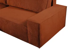 Vente-unique Sofá*Sofá de canto esquerdo convertível em veludo canelado AMELIA Terracota