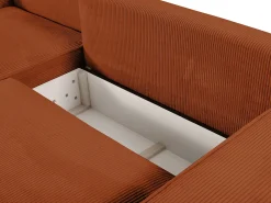 Vente-unique Sofá*Sofá de canto esquerdo convertível em veludo canelado AMELIA Terracota