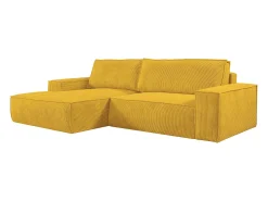 Sofá de canto esquerdo convertível em veludo canelado AMELIA*Vente-unique Outlet