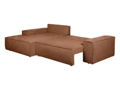Vente-unique Sofá*Sofá de canto esquerdo convertível tecido texturizado AMELIA Terracota
