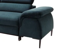 Vente-unique Sofá*Sofá de canto esquerdo convertível em veludo azul-escuro design SEPINA de Pascal Morabito Azul escuro