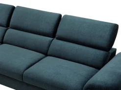Vente-unique Sofá*Sofá de canto esquerdo convertível em veludo azul-escuro design SEPINA de Pascal Morabito Azul escuro