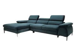 Vente-unique Sofá*Sofá de canto esquerdo convertível em veludo azul-escuro design SEPINA de Pascal Morabito Azul escuro