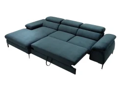 Vente-unique Sofá*Sofá de canto esquerdo convertível em veludo azul-escuro design SEPINA de Pascal Morabito Azul escuro