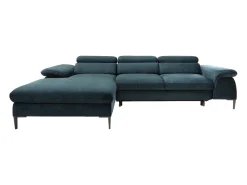 Vente-unique Sofá*Sofá de canto esquerdo convertível em veludo azul-escuro design SEPINA de Pascal Morabito Azul escuro