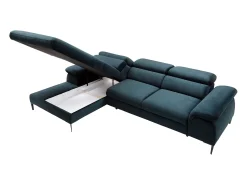 Vente-unique Sofá*Sofá de canto esquerdo convertível em veludo azul-escuro design SEPINA de Pascal Morabito Azul escuro