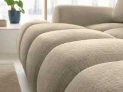 Vente-unique Sofá*Sofá de canto esquerdo conversível deslizante em tecido chenille FARNETA Taupe