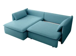 Vente-unique Sofá*Sofá de canto esquerdo convertível tecido texturizado TEODORA Azul