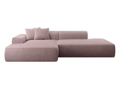 Vente-unique Sofá*Sofá de canto esquerdo em veludo canelado roxo ERYNEL Malva
