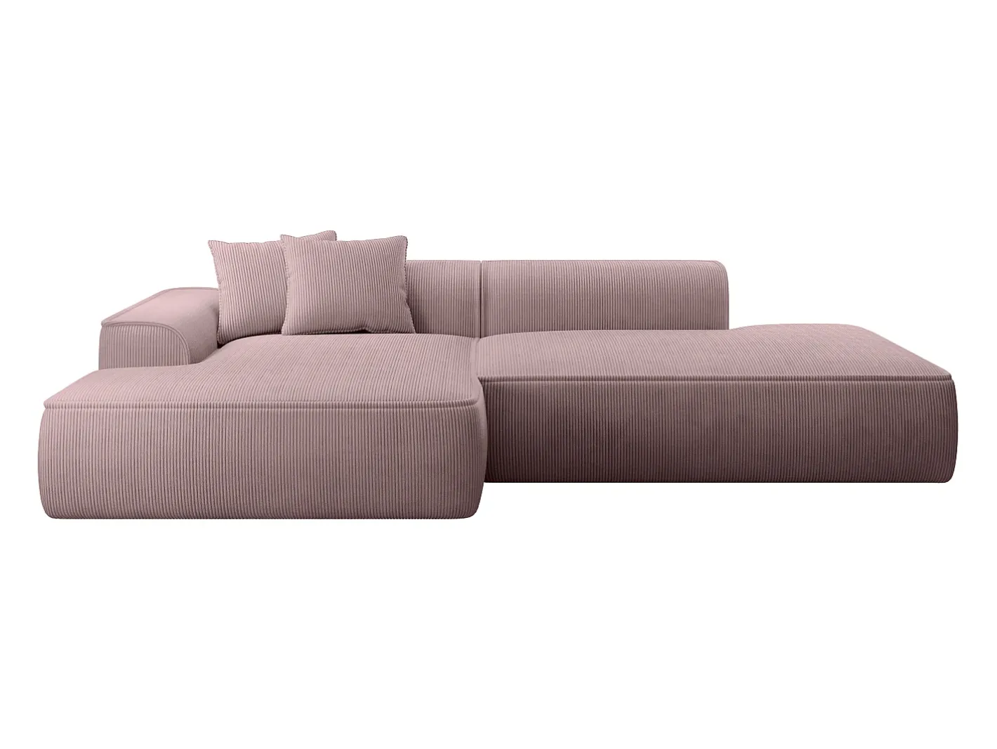 Vente-unique Sofá*Sofá de canto esquerdo em veludo canelado roxo ERYNEL Malva