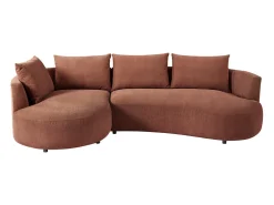 Vente-unique Sofá*Sofá de canto esquerdo em veludo texturizado cor LOUSADO Terracota