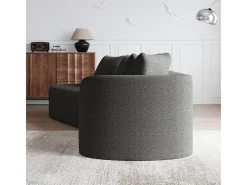 Sofá de Canto Esquerdo Moderno Superdimensionado 4 Lugares, com 4 Almofadas, Chaise Longue Curva, Tecido Chenille, Cinza Antracito^DripeX Hot