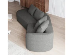 Sofá de Canto Esquerdo Moderno Superdimensionado 4 Lugares, com 4 Almofadas, Chaise Longue Curva, Tecido Chenille, Cinza Antracito^DripeX Hot