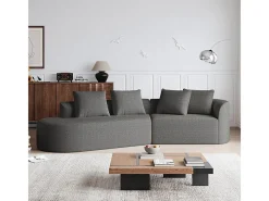 Sofá de Canto Esquerdo Moderno Superdimensionado 4 Lugares, com 4 Almofadas, Chaise Longue Curva, Tecido Chenille, Cinza Antracito^DripeX Hot
