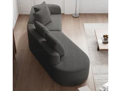 Sofá de Canto Esquerdo Moderno Superdimensionado 4 Lugares, com 4 Almofadas, Chaise Longue Curva, Tecido Chenille, Cinza Antracito^DripeX Hot