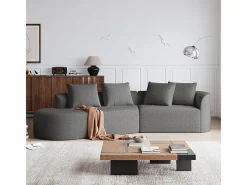 Sofá de Canto Esquerdo Moderno Superdimensionado 4 Lugares, com 4 Almofadas, Chaise Longue Curva, Tecido Chenille, Cinza Antracito^DripeX Hot
