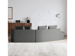 Sofá de Canto Esquerdo Moderno Superdimensionado 4 Lugares, com 4 Almofadas, Chaise Longue Curva, Tecido Chenille, Cinza Antracito^DripeX Hot