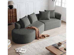 Sofá de Canto Esquerdo Moderno Superdimensionado 4 Lugares, com 4 Almofadas, Chaise Longue Curva, Tecido Chenille, Cinza Antracito^DripeX Hot
