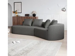 Sofá de Canto Esquerdo Moderno Superdimensionado 4 Lugares, com 4 Almofadas, Chaise Longue Curva, Tecido Chenille, Cinza Antracito^DripeX Hot