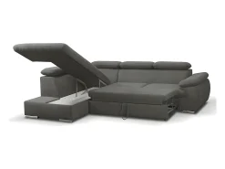 Vente-unique Sofá*Sofá de canto esquerdo modular em tecido cinzento escuro FABIEN Cinza antracite