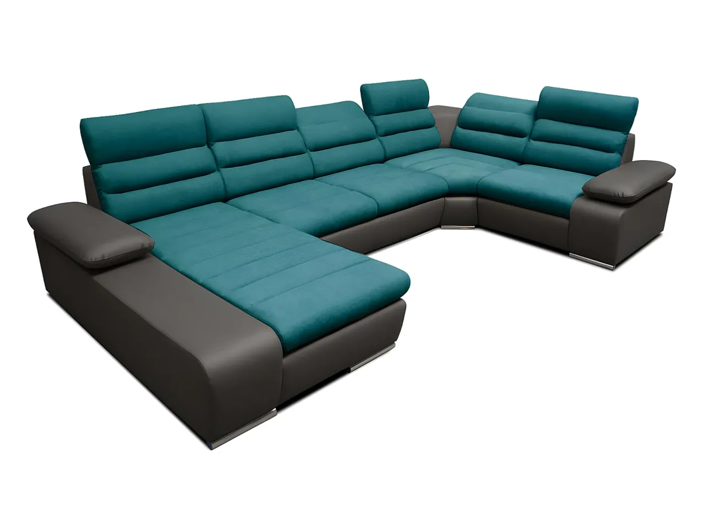 Sofá de canto esquerdo modular azule cinzento BOILEAU^Vente-unique