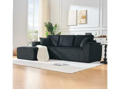 Sofá de canto esquerdo modular veludo canelado, 2 almofadas e chaise longue 128cm,*DripeX Best