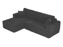 Sofá de canto esquerdo modular veludo canelado, 2 almofadas e chaise longue 128cm,*DripeX Best