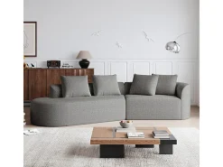 Sofá de Canto Esquerdo Moderno Superdimensionado 4 Lugares, com 4 Almofadas, Chaise Longue Curva, Tecido Chenille, Cinza Claro*DripeX Clearance