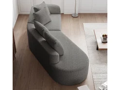 Sofá de Canto Esquerdo Moderno Superdimensionado 4 Lugares, com 4 Almofadas, Chaise Longue Curva, Tecido Chenille, Cinza Claro*DripeX Clearance