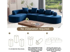 Sofá de canto esquerdo modular em Chenille - 5 Lugares - 4 travesseiros - - 327x215x65cm*DripeX Hot