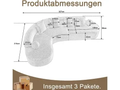 Sofá de canto esquerdo modular em Chenille - 5 Lugares - 4 travesseiros - - 327x215x65cm*DripeX Hot