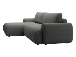 Vente-unique Sofá*Sofá de canto esquerdo sofá-cama com 4 lugares em tecido cinza 4 lugares FRIDORA Cinzento