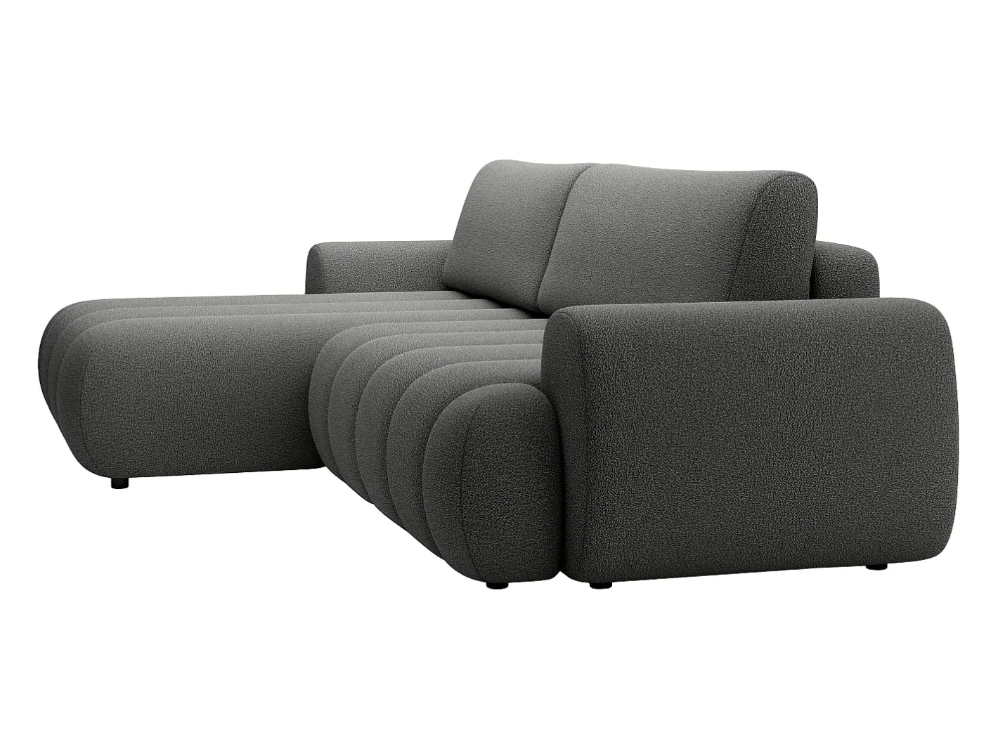 Vente-unique Sofá*Sofá de canto esquerdo sofá-cama com 4 lugares em tecido cinza 4 lugares FRIDORA Cinzento