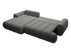 Vente-unique Sofá*Sofá de canto esquerdo sofá-cama com 4 lugares em tecido cinza 4 lugares FRIDORA Cinzento