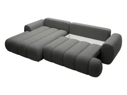 Vente-unique Sofá*Sofá de canto esquerdo sofá-cama com 4 lugares em tecido cinza 4 lugares FRIDORA Cinzento