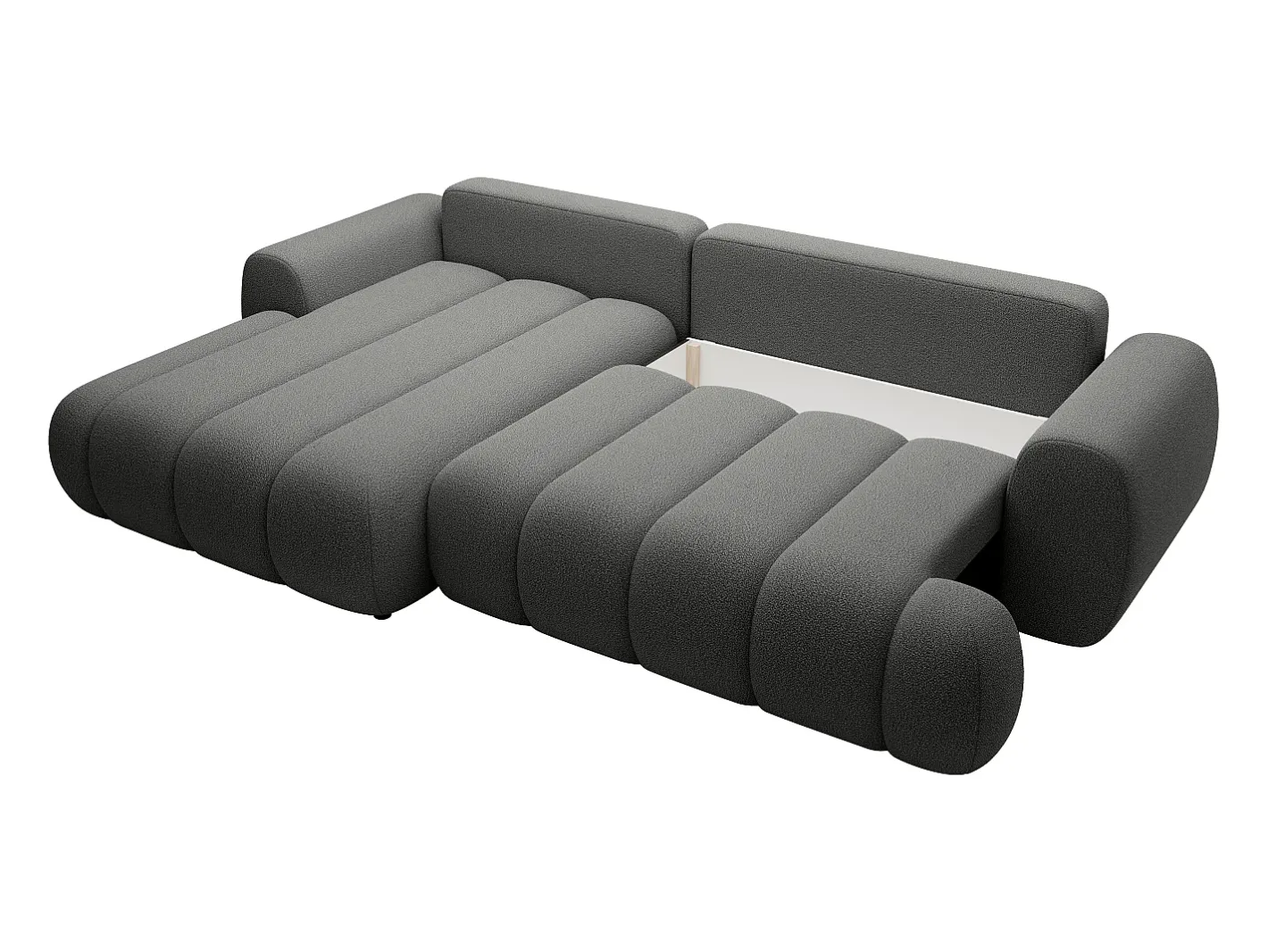 Vente-unique Sofá*Sofá de canto esquerdo sofá-cama com 4 lugares em tecido cinza 4 lugares FRIDORA Cinzento