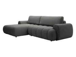 Vente-unique Sofá*Sofá de canto esquerdo sofá-cama com 4 lugares em tecido cinza 4 lugares FRIDORA Cinzento