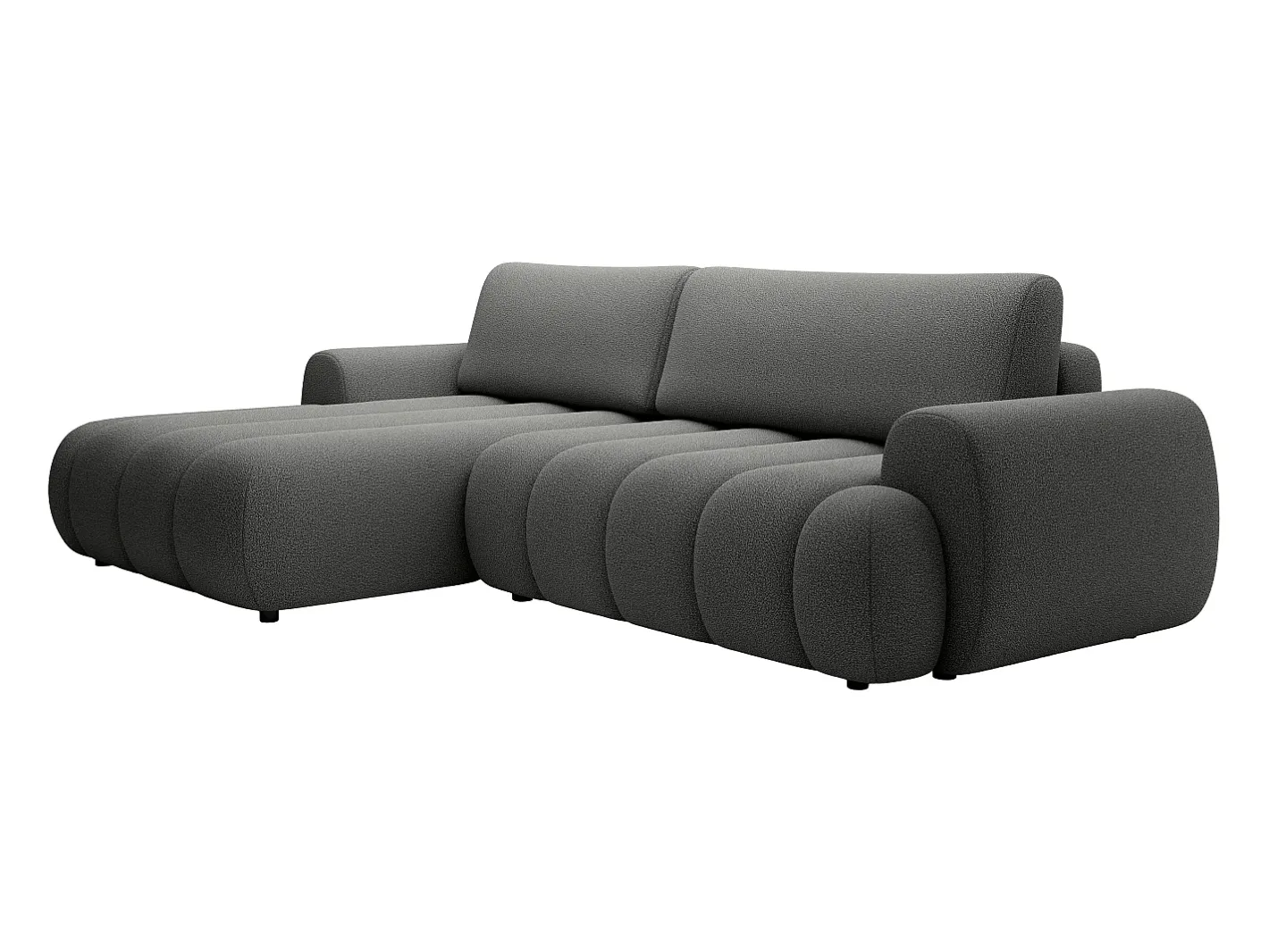 Vente-unique Sofá*Sofá de canto esquerdo sofá-cama com 4 lugares em tecido cinza 4 lugares FRIDORA Cinzento